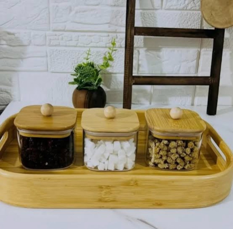 قندان مربعی پیرکس درب بامبو