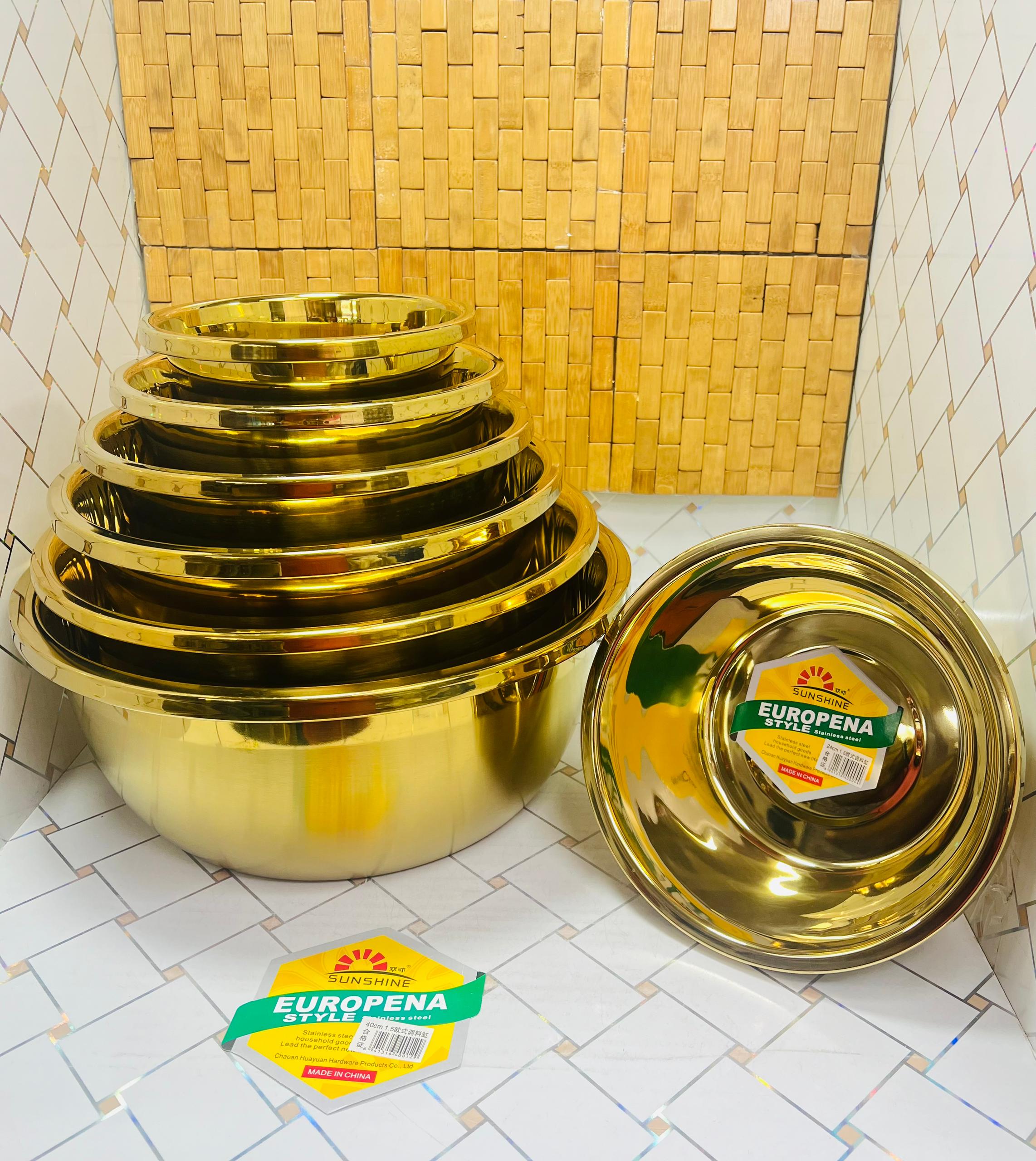 تشت استیل طلایی برند سانشاین ( تک و سرویس)